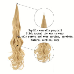 66cm Flexible Steel Wire Wrap Around Ponytail Blonde Loose Wave Hairpiece
