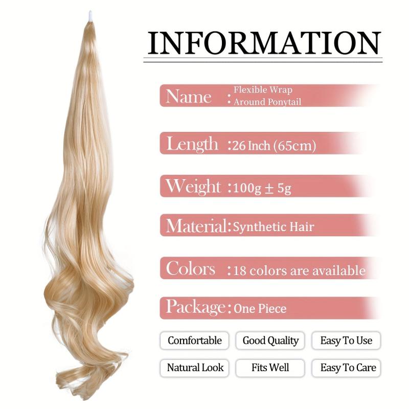 66cm Flexible Steel Wire Wrap Around Ponytail Blonde Loose Wave Hairpiece