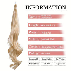 66cm Flexible Steel Wire Wrap Around Ponytail Blonde Loose Wave Hairpiece