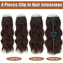 4pcs 50.8cm Body Wave Synthetic Clip In Hair Extensions Double Weft Hairpieces