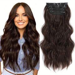4pcs 50.8cm Body Wave Synthetic Clip In Hair Extensions Double Weft Hairpieces