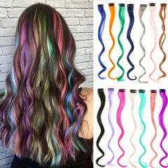 5pcs Clip In Colored Hair Extensions Long Wavy Highlights Curly Wavy Hairpiece
