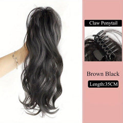 Brown Curly Wavy Ponytail Extension Claw 35