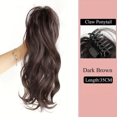 Brown Curly Wavy Ponytail Extension Claw 35