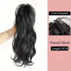 Brown Curly Wavy Ponytail Extension Claw 35