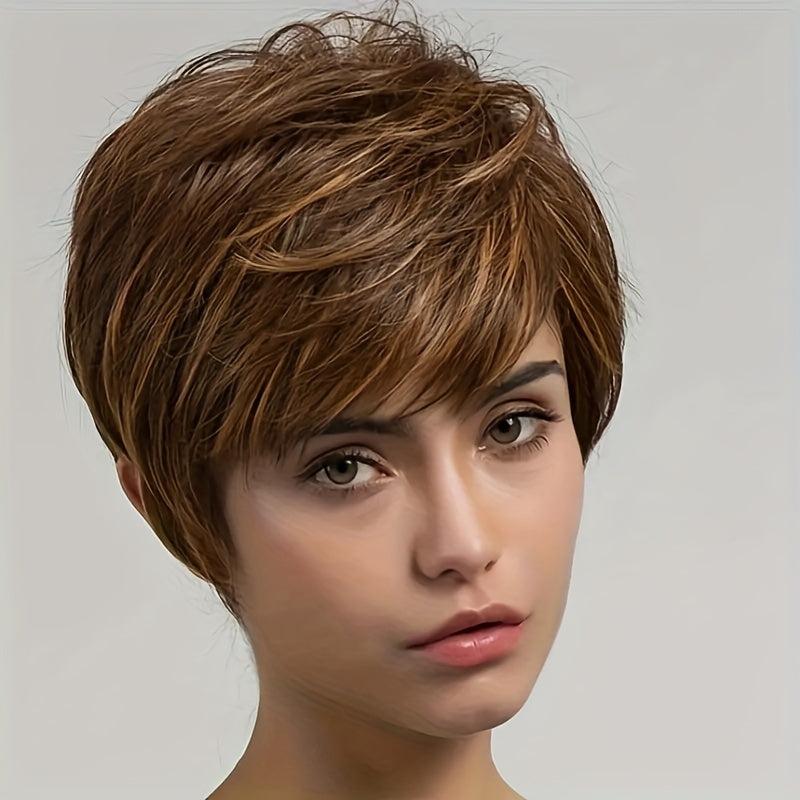 Short Pixie Cut Synthetic Wig With Bangs Heat Resistant