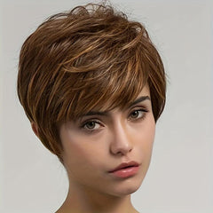 Short Pixie Cut Synthetic Wig With Bangs Heat Resistant