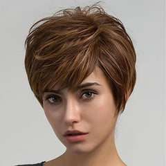 Short Pixie Cut Synthetic Wig With Bangs Heat Resistant
