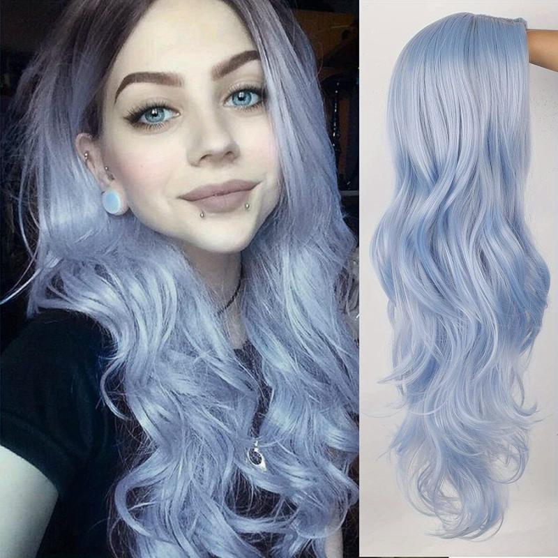 60 96 Cm Long Loose Wavy Hair Wigs Side Part Synthetic Fiber Wavy Wigs