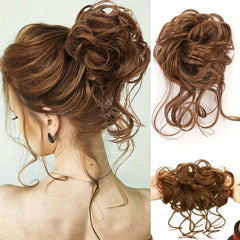 Messy Donut Hair Buns Updo Chignon with Elastic Hair Rope