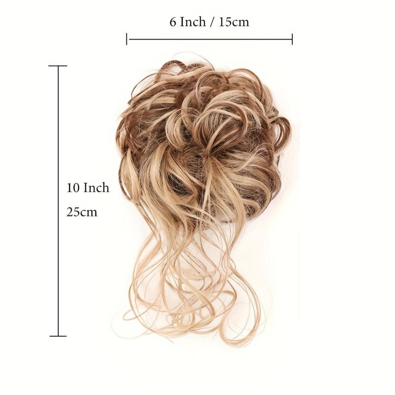 Messy Donut Hair Buns Updo Chignon with Elastic Hair Rope