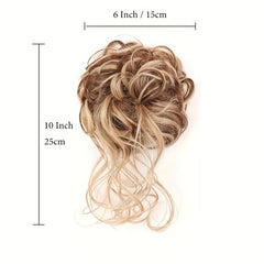 Messy Donut Hair Buns Updo Chignon with Elastic Hair Rope