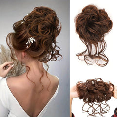 Messy Donut Hair Buns Updo Chignon with Elastic Hair Rope
