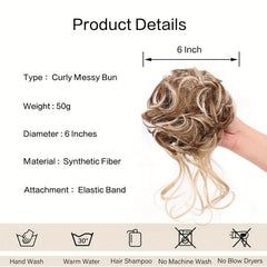 Messy Donut Hair Buns Updo Chignon with Elastic Hair Rope