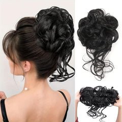 Messy Donut Hair Buns Updo Chignon with Elastic Hair Rope