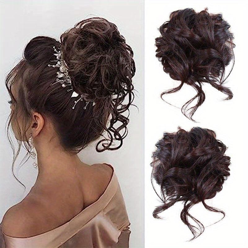 Donut Hair Buns Updo Chignon w/ Elastic Hair Rope Synthetic Hair Extensions