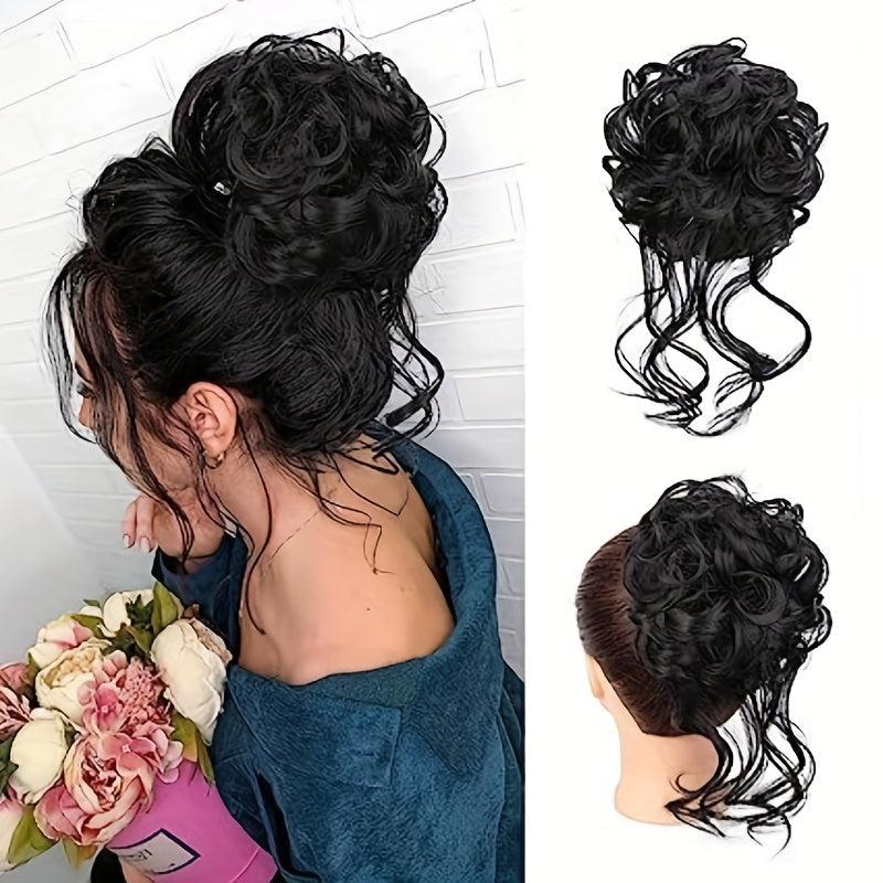 Donut Hair Buns Updo Chignon w/ Elastic Hair Rope Synthetic Hair Extensions