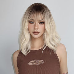 Long Curly Blonde Wigs With Bangs Synthetic Women's Wigs for Cosplay