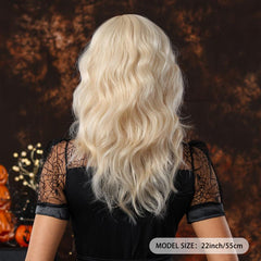 Long Curly Blonde Wigs With Bangs Synthetic Women's Wigs for Cosplay