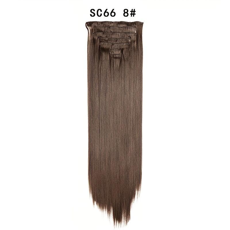 7pcs 55 Long Straight Clip In Hair Pieces Synthetic Hair Extensions For Women