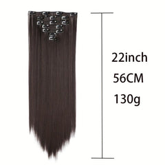 7pcs 55 Long Straight Clip In Hair Pieces Synthetic Hair Extensions For Women