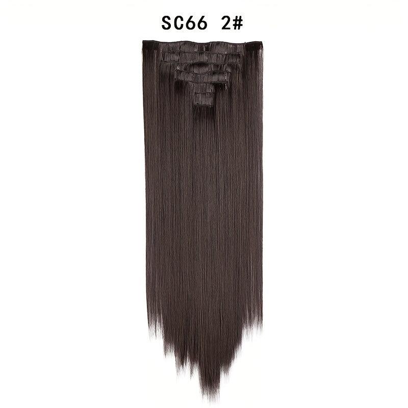 7pcs 55 Long Straight Clip In Hair Pieces Synthetic Hair Extensions For Women
