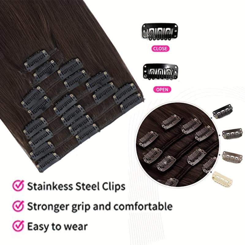 7pcs 55 Long Straight Clip In Hair Pieces Synthetic Hair Extensions For Women