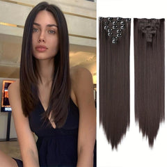 7pcs 55 Long Straight Clip In Hair Pieces Synthetic Hair Extensions For Women