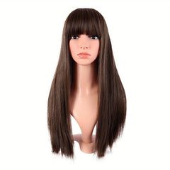Long Straight Wig With Bangs Synthetic Wig Heat Resistant