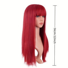 Long Straight Wig With Bangs Synthetic Wig Heat Resistant