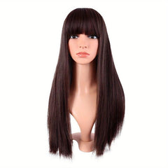 Long Straight Wig With Bangs Synthetic Wig Heat Resistant