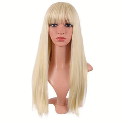 Long Straight Wig With Bangs Synthetic Wig Heat Resistant