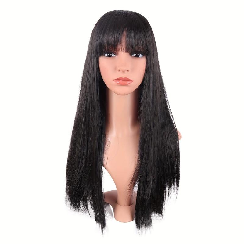 Long Straight Wig With Bangs Synthetic Wig Heat Resistant