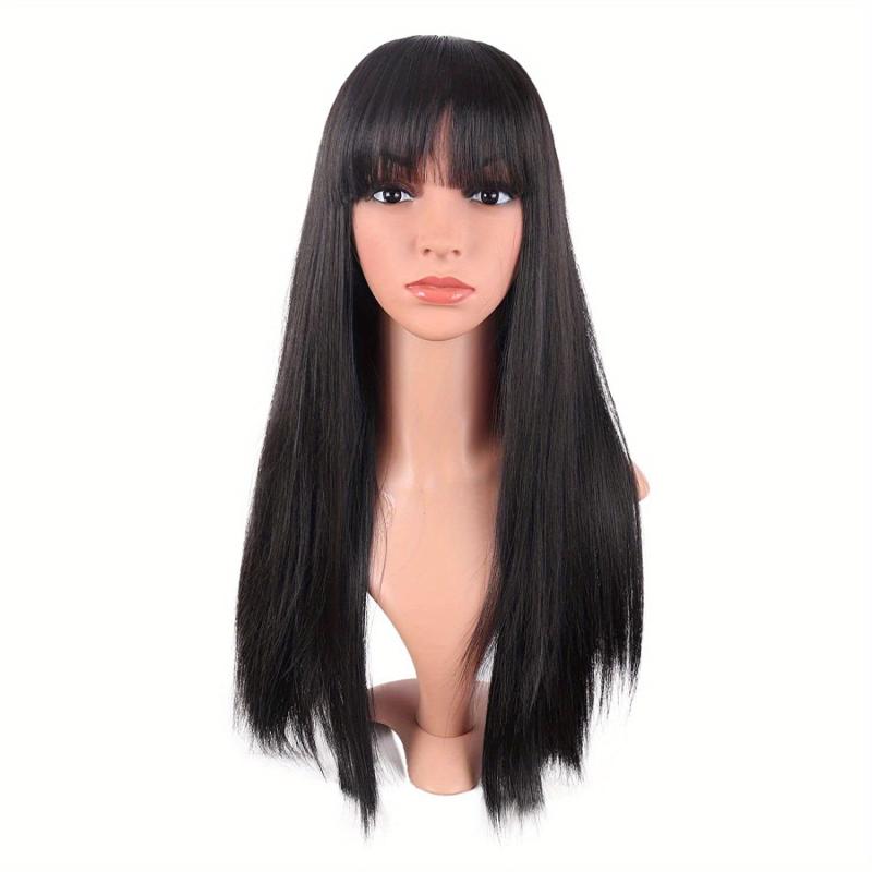 Long Straight Wig With Bangs Synthetic Wig Heat Resistant