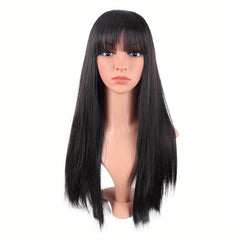 Long Straight Wig With Bangs Synthetic Wig Heat Resistant