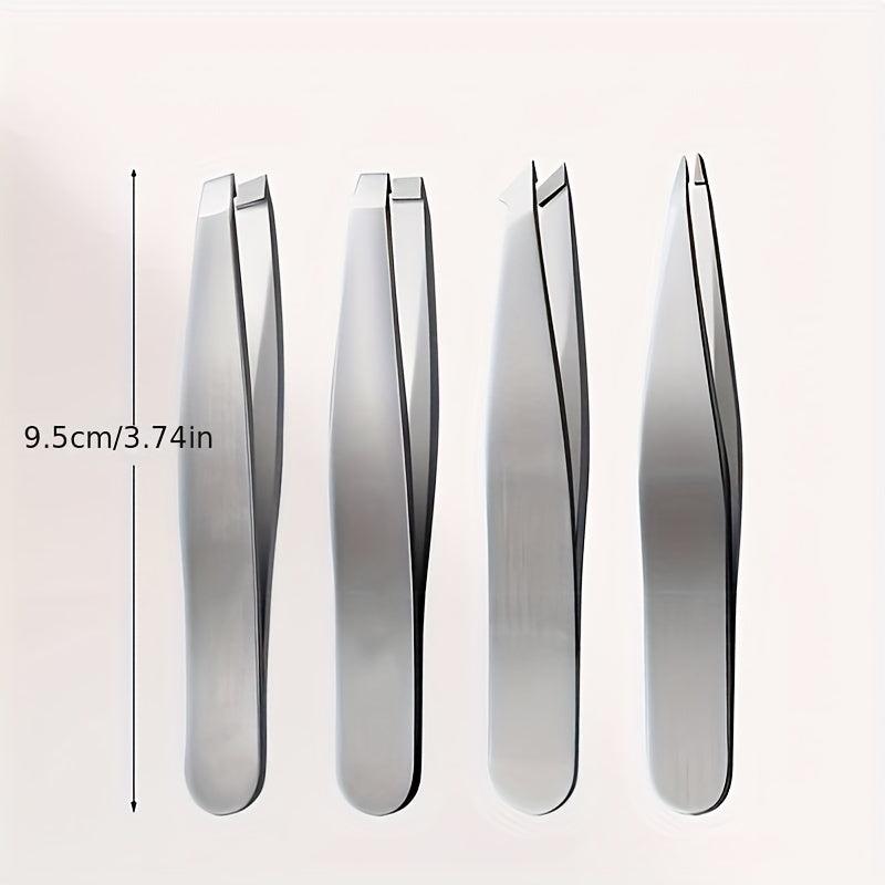 4Pcs Professional Tweezers Set Stainless Steel Tweezers For Shaping Eyebrows