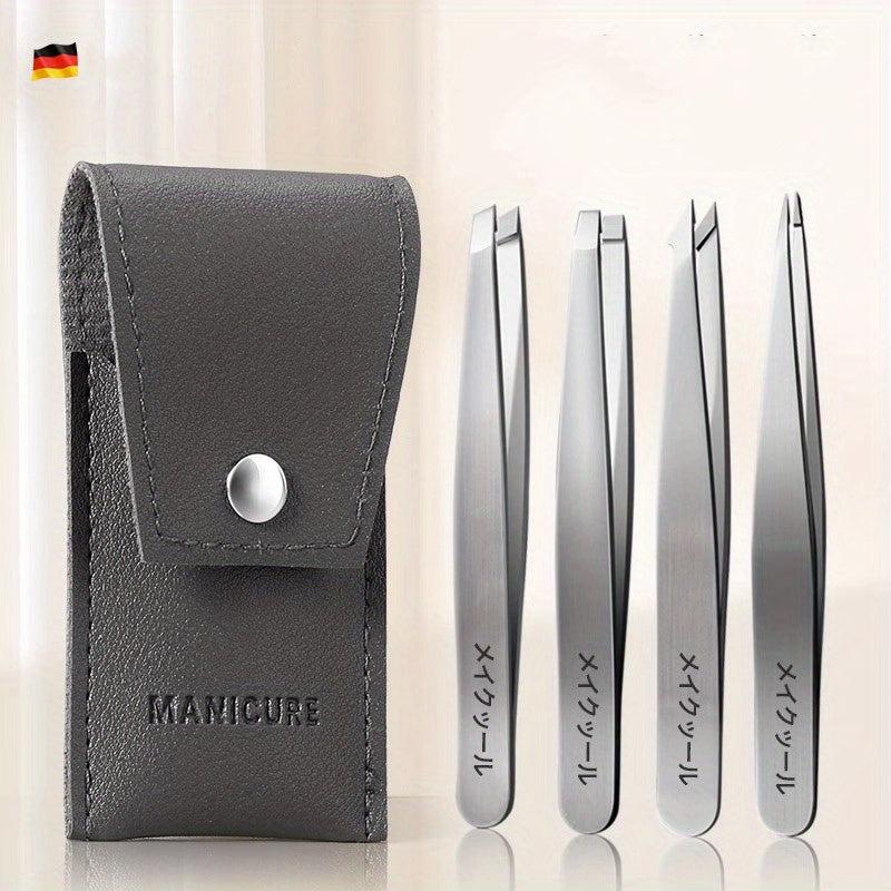 4Pcs Professional Tweezers Set Stainless Steel Tweezers For Shaping Eyebrows
