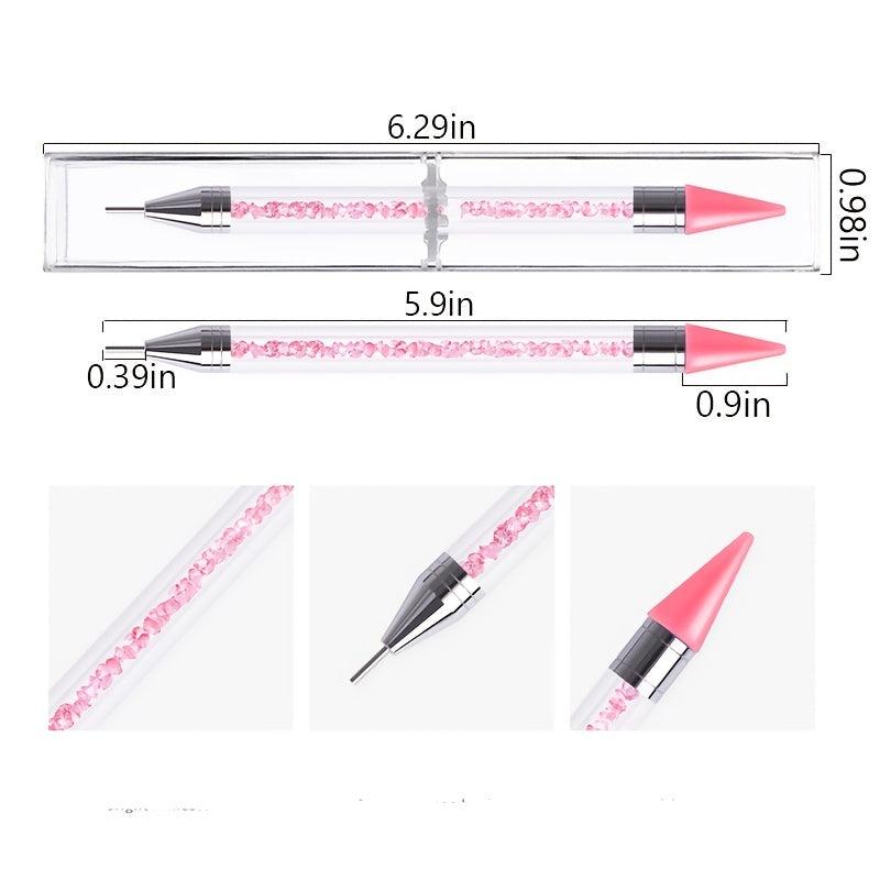 Nail Brushes Dual Ended Silicone Head Nail Art Dotting Pen Crystal Rhinestone