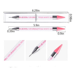 Nail Brushes Dual Ended Silicone Head Nail Art Dotting Pen Crystal Rhinestone