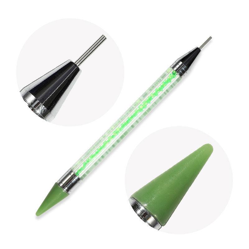 Nail Brushes Dual Ended Silicone Head Nail Art Dotting Pen Crystal Rhinestone