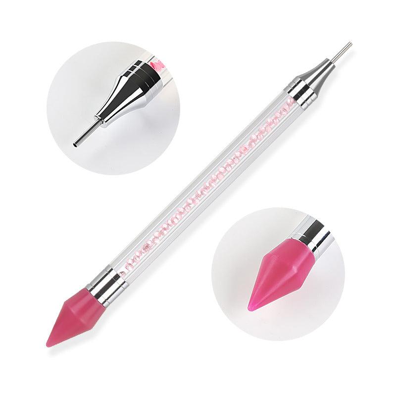 Nail Brushes Dual Ended Silicone Head Nail Art Dotting Pen Crystal Rhinestone