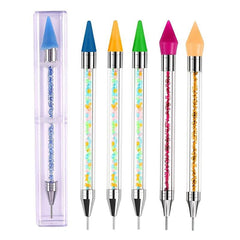 Nail Brushes Dual Ended Silicone Head Nail Art Dotting Pen Crystal Rhinestone