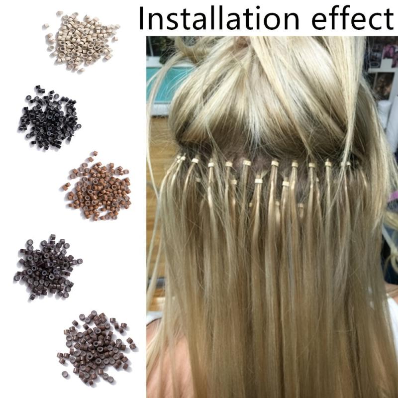 Silicone Micro Rings Links Crimp Beads Feather Hair Extensions Tools