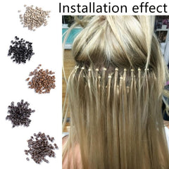 Silicone Micro Rings Links Crimp Beads Feather Hair Extensions Tools