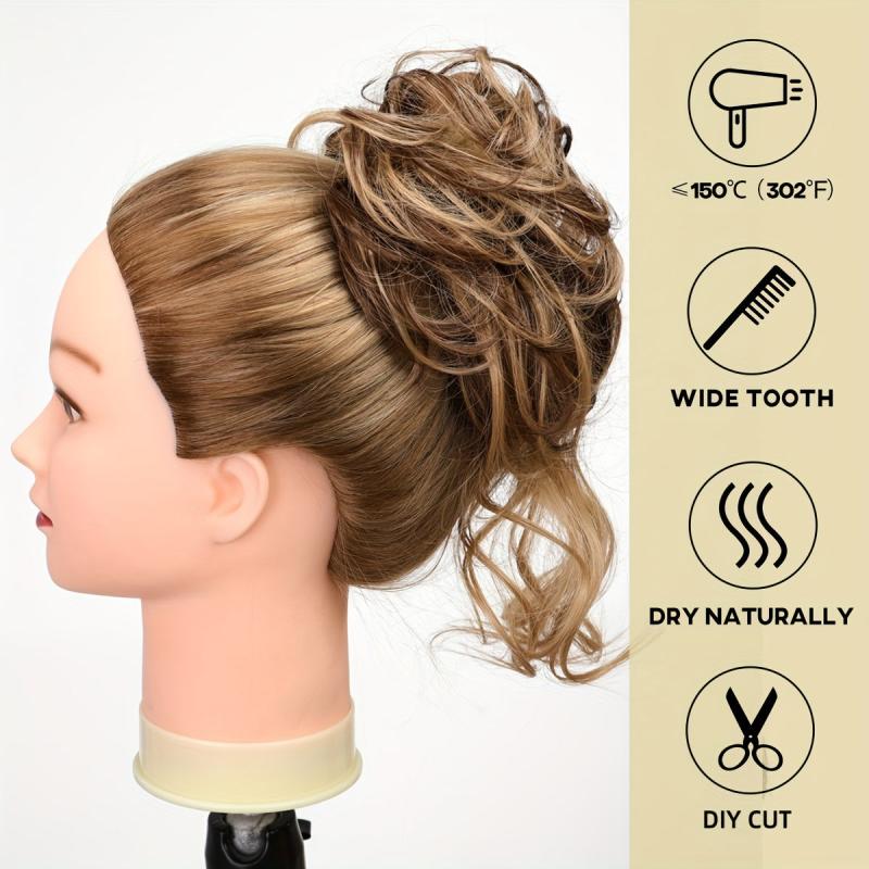 Messy Donut Hair Buns Updo Chignon With Elastic Hair Rope