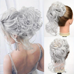 Messy Donut Hair Buns Updo Chignon With Elastic Hair Rope