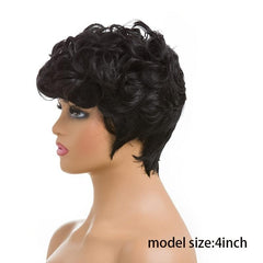 Short Curly Pixie Cut Wig with Bangs