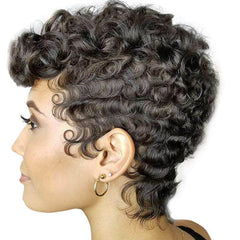 Short Curly Pixie Cut Wig with Bangs