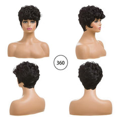 Short Curly Pixie Cut Wig with Bangs