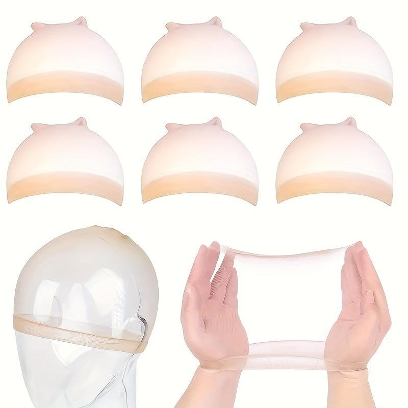 6pcs Invisible HD Wig Caps For Lace Front Wigs Sheer Nylon Stocking Cap